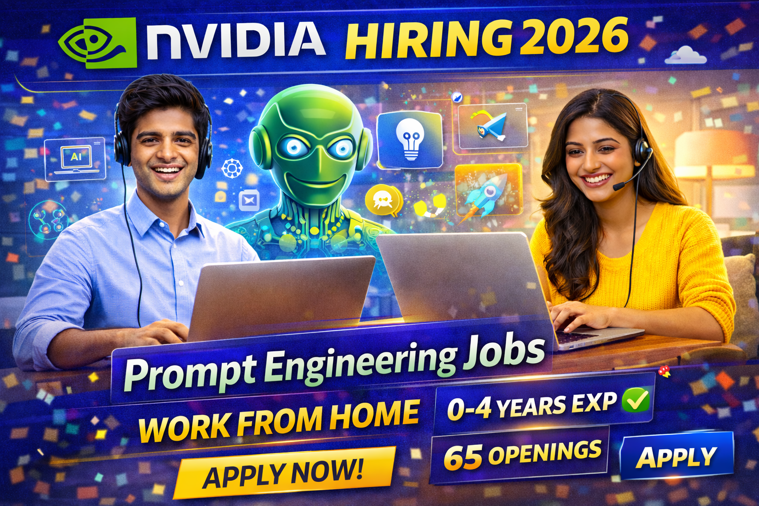 NVIDIA Recruitment 2026: Prompt Engineering Jobs | Work From Home | Salary 6 LPA | 0-4 Years Experience | 65 Openings – Apply Now!