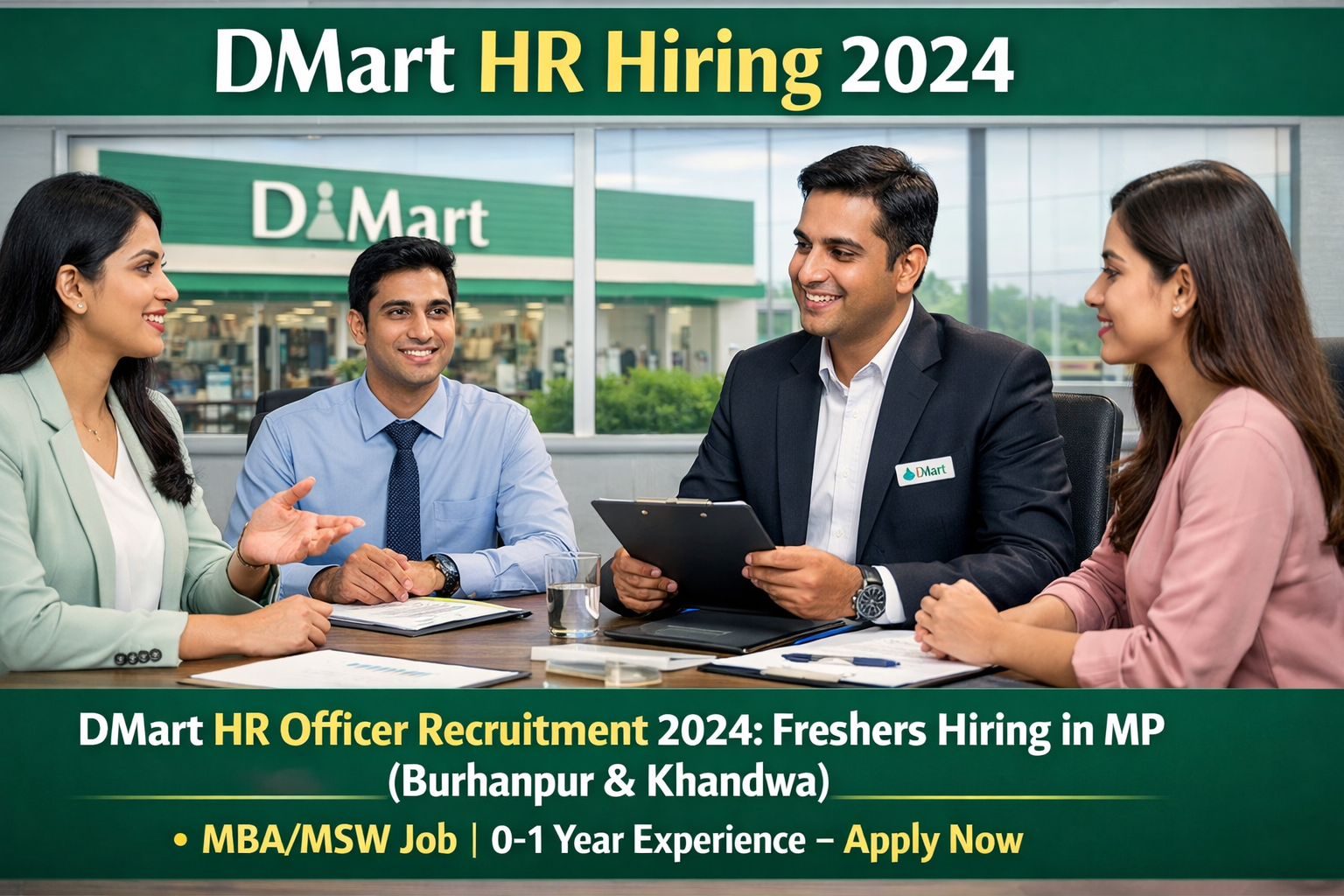 DMart HR Officer Recruitment 2026: Freshers Hiring in MP (Burhanpur & Khandwa) | MBA/MSW Job | 0-1 Year Experience – Apply Now