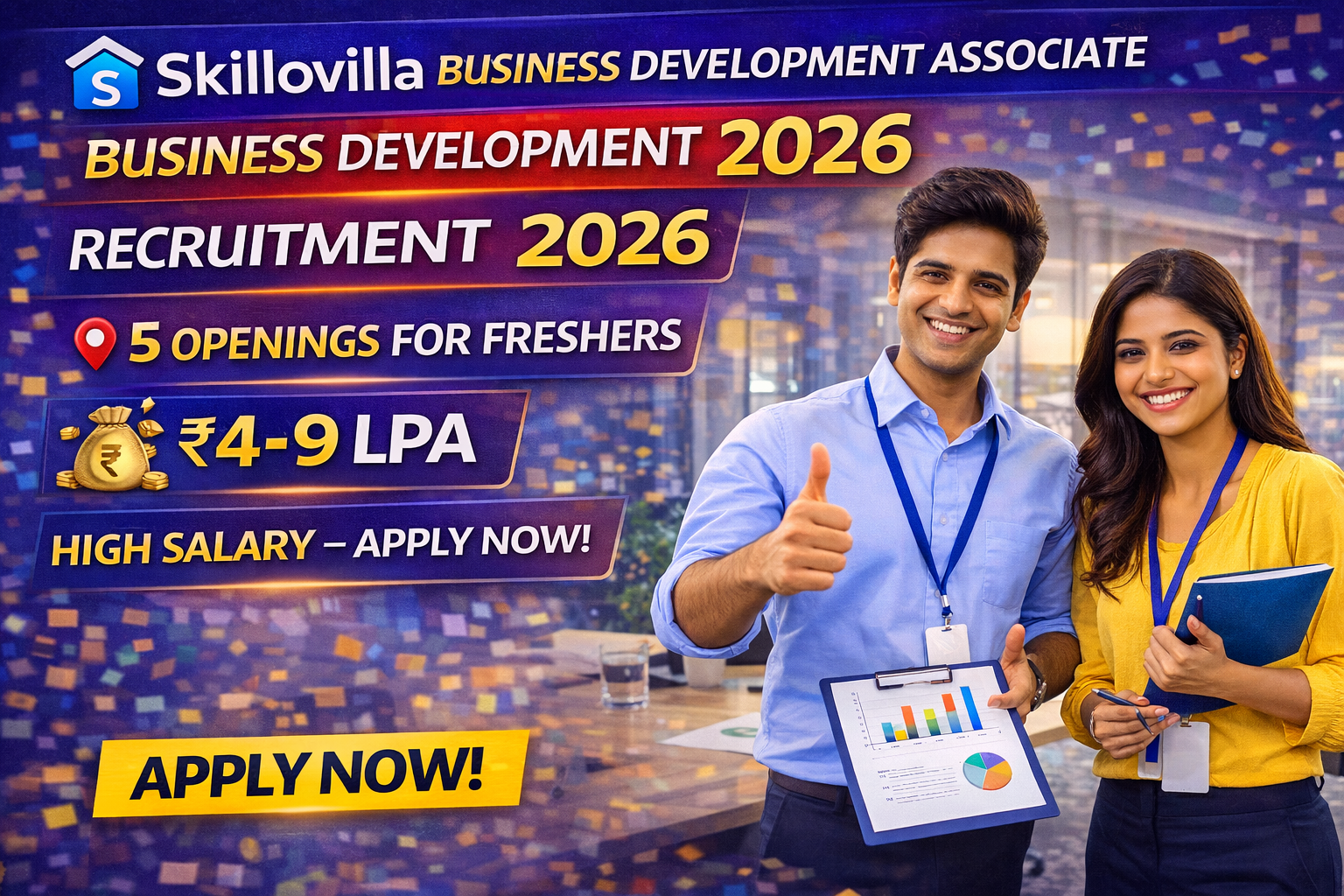 Skillovilla Business Development Associate Recruitment 2026: 5 Openings for Freshers | 4-9 LPA | Apply Now