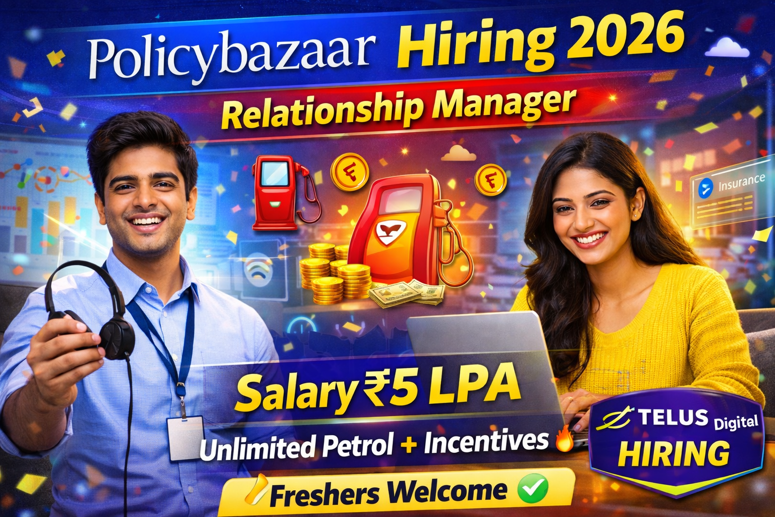 Policybazaar Recruitment 2026: Relationship Manager Hiring | Salary up to ₹5 LPA | Unlimited Petrol & Incentives | Freshers Welcome