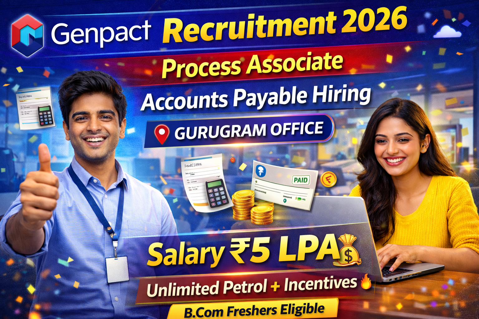 Genpact Recruitment 2026: Process Associate Accounts Payable Hiring | Gurugram Work From Office | B.Com Freshers Eligible
