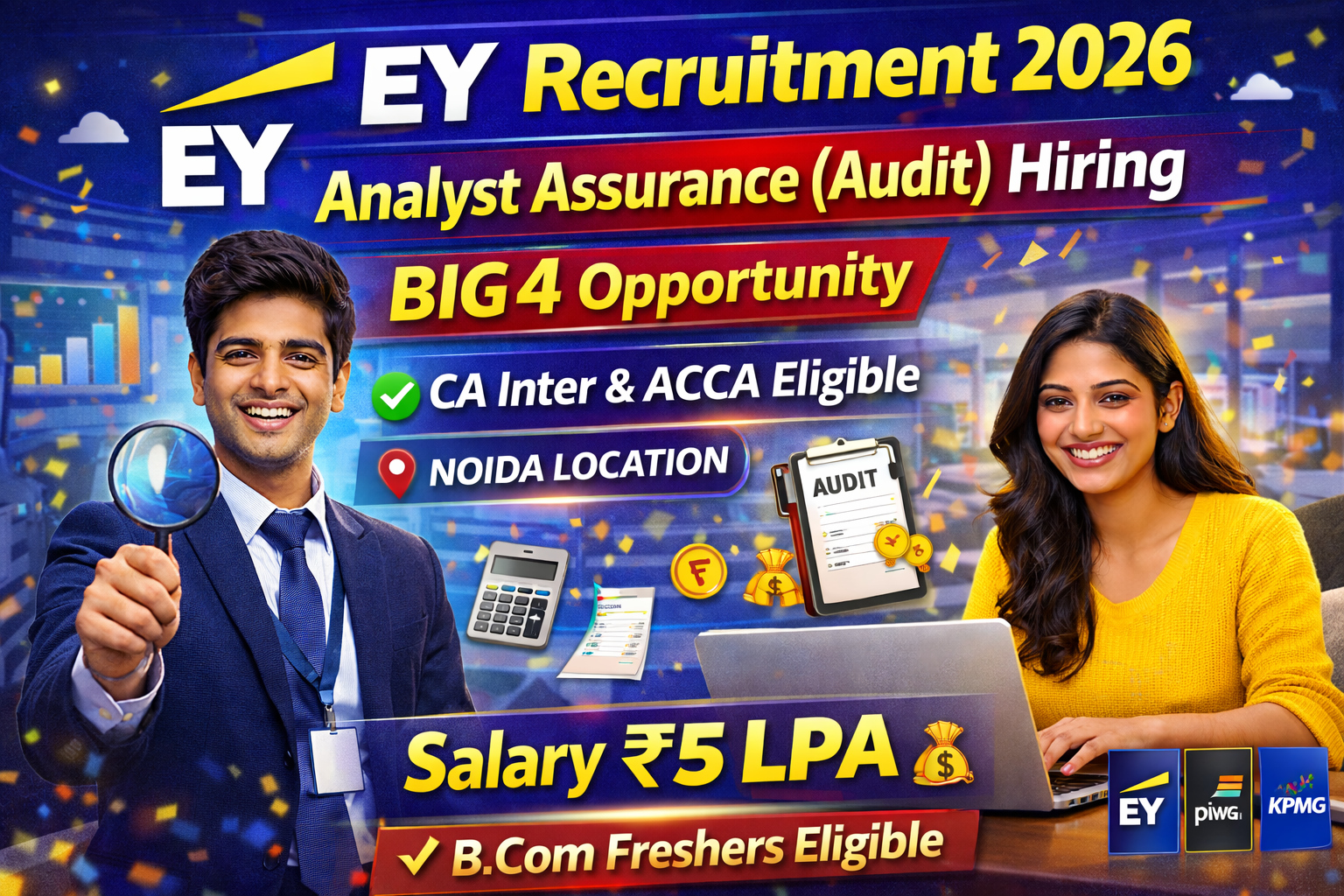 EY Recruitment 2026: Analyst Assurance (Audit) Hiring | Big 4 Opportunity | CA Inter & ACCA Eligible | Noida Location
