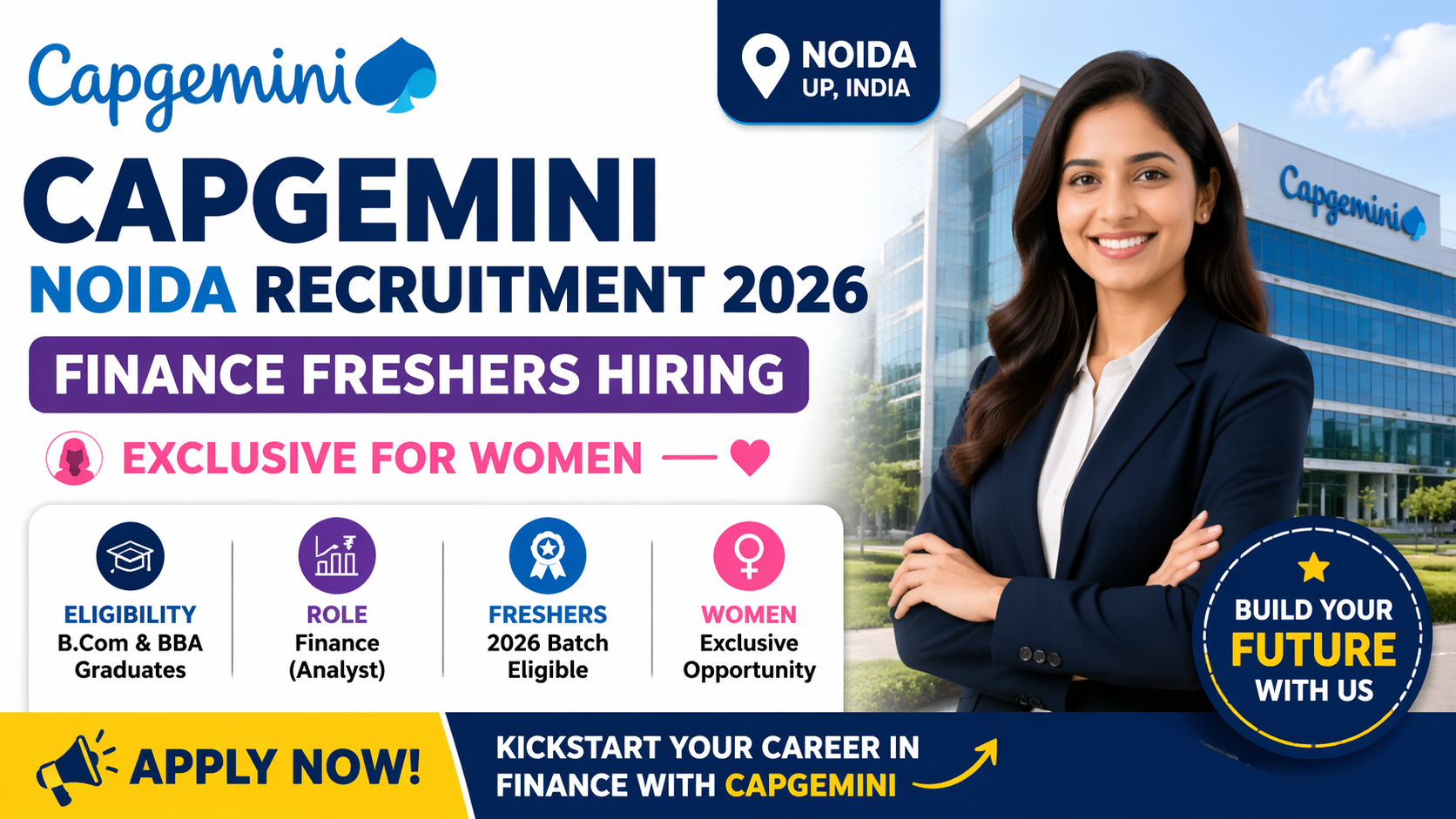 Capgemini Noida Recruitment 2026: Finance Freshers Hiring | Exclusive for Women | B.Com & BBA Candidates Apply Now