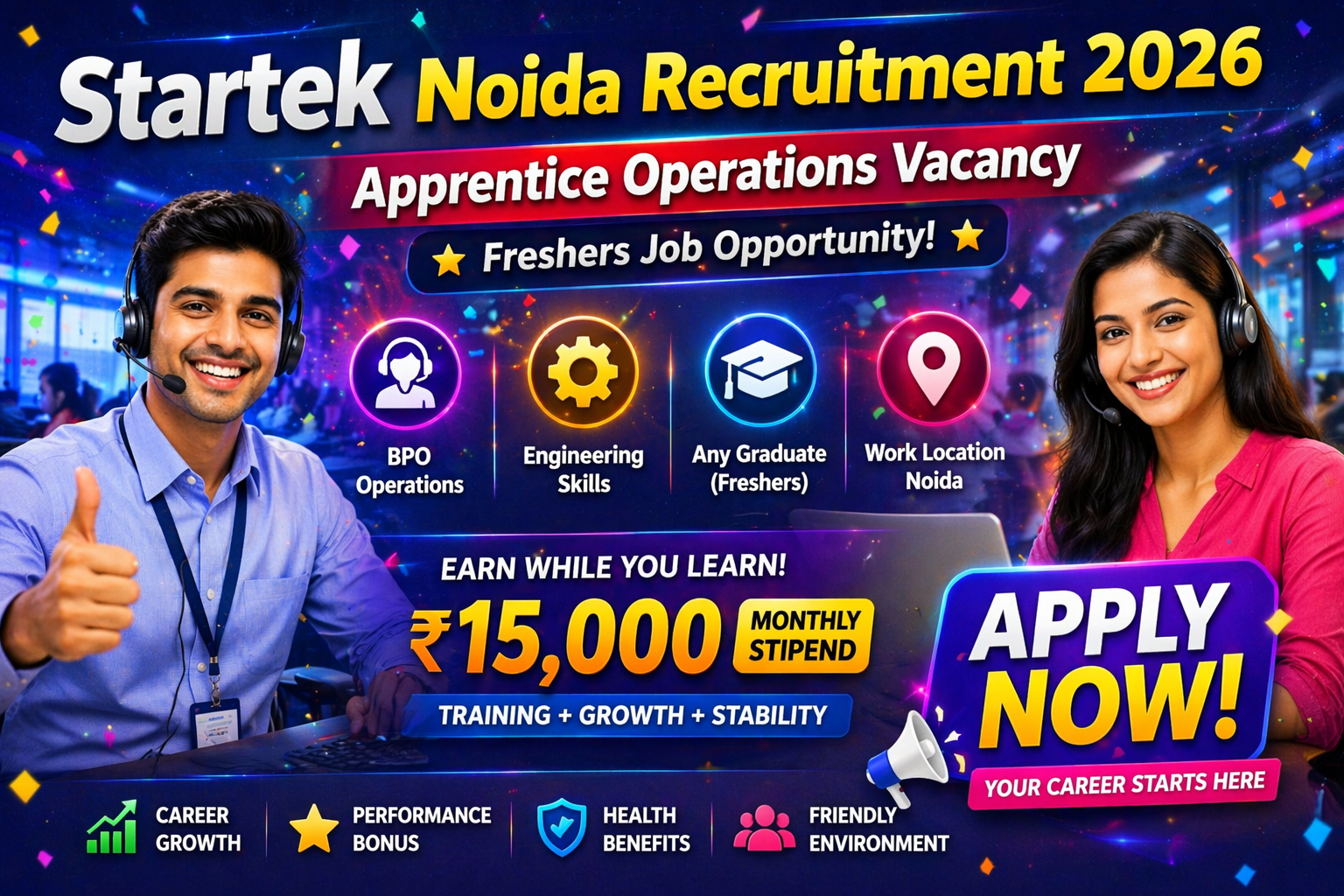 Startek Noida Recruitment 2026: Apprentice Operations Vacancy | Freshers Job | BPO Operations & Engineering Skills | Apply Now