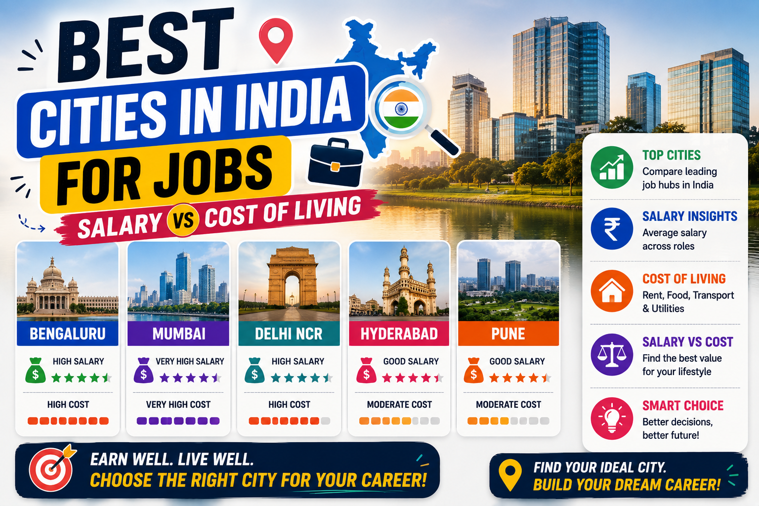 Best Cities in India for Jobs — Salary vs Cost of Living