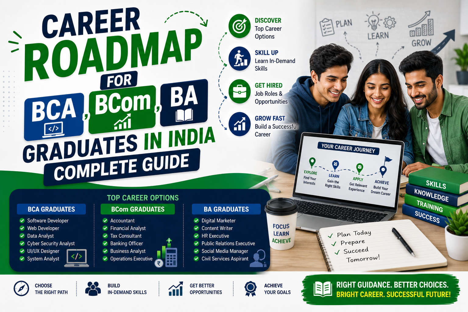 Career Roadmap for BCA, BCom, BA Graduates in India